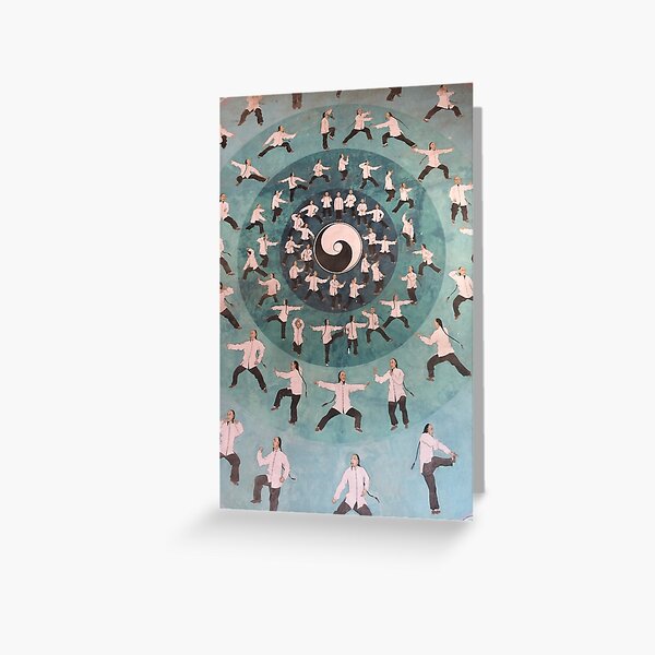 Painting of tai chi at Quanpu Hall, Chen Village, China Greeting Card