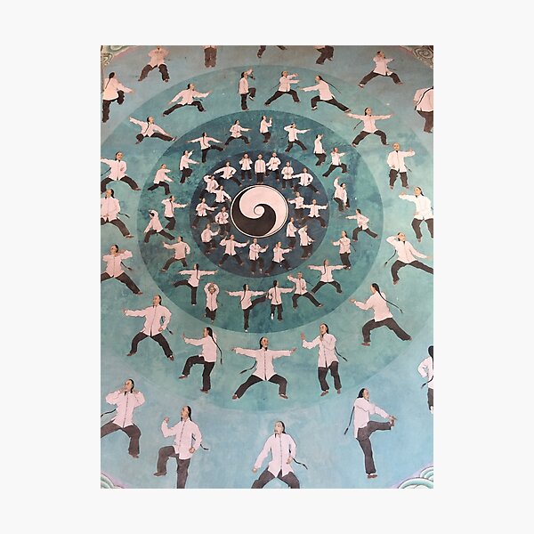 Painting of tai chi at Quanpu Hall, Chen Village, China Photographic Print