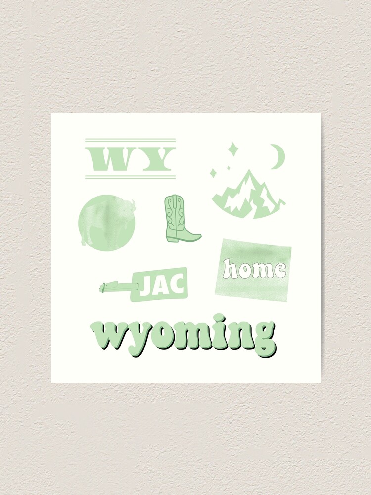 "Light Green Watercolor Wyoming US State Sticker Pack" Art Print by The ...