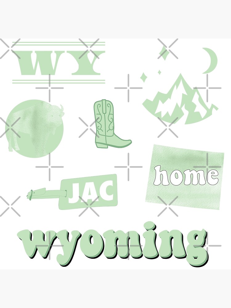 "Light Green Watercolor Wyoming US State Sticker Pack" Art Print by The ...