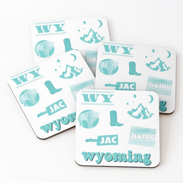 Artikelvorschau, Aquamarines Aquarell Wyoming US-Staats-Aufkleber-Satz entworfen und verkauft von The-Goods.