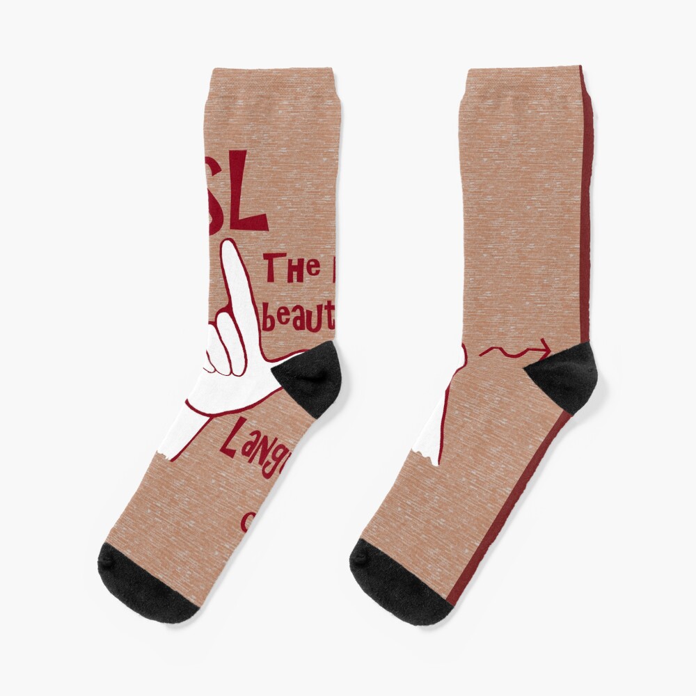 "ASL The Most Beautiful Language" Socks by EloiseArt Redbubble