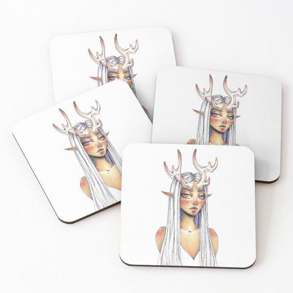 Item preview, Deer Girl Artwork, Fantasy Portrait Drawing designed and sold by Catagon.