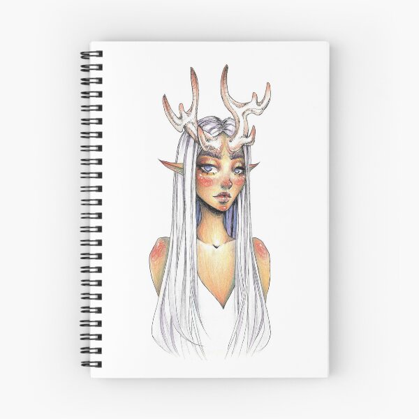 Item preview, Deer Girl Artwork, Fantasy Portrait Drawing designed and sold by Catagon.