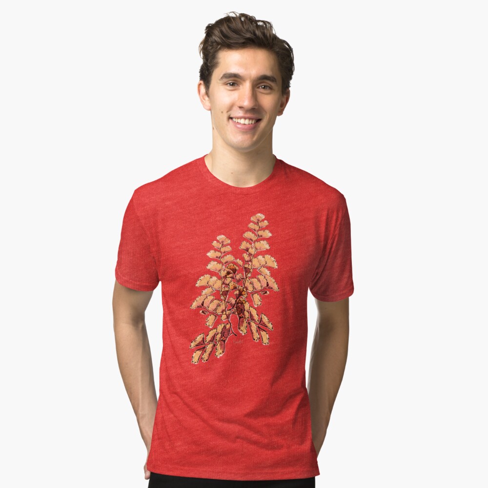 Goldene Blätter Muster Vintage T-Shirt