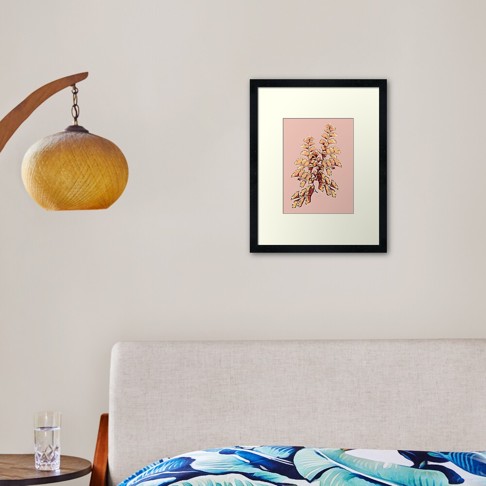 Goldene Blätter Muster Gerahmter Kunstdruck