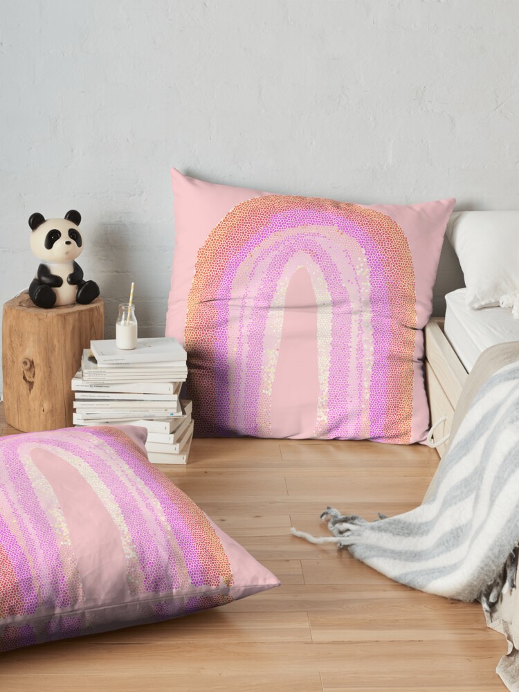 Alternative Ansicht von Regenbogen rosa pattern Bodenkissen