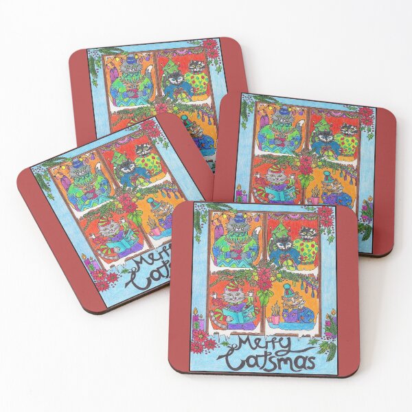 Item preview, Merry Catsmas (Cats in Windows) designed and sold by PaniaBrown.