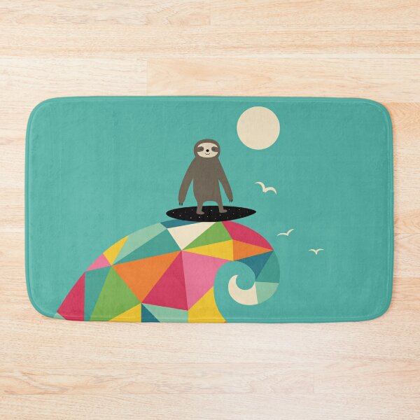 Sloth Kawaii Bath Mat Cute Kids Bath Mat Boho Bath Mat Shower Rug Abstract Bath  Mat 