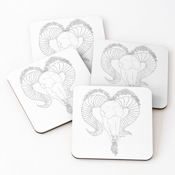 Item preview, Aries Skull - Black and White designed and sold by Qur0w.