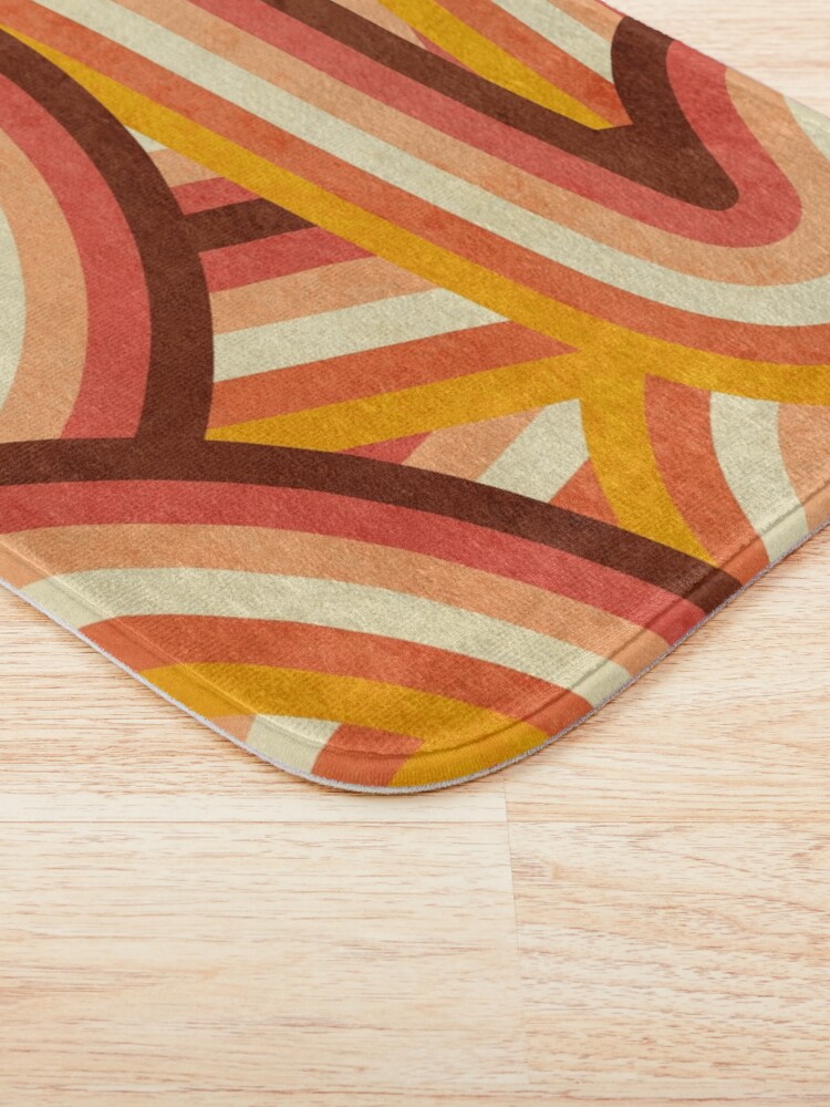 Alternate view of Vintage Orange 70's Style Rainbow Stripes Bath Mat