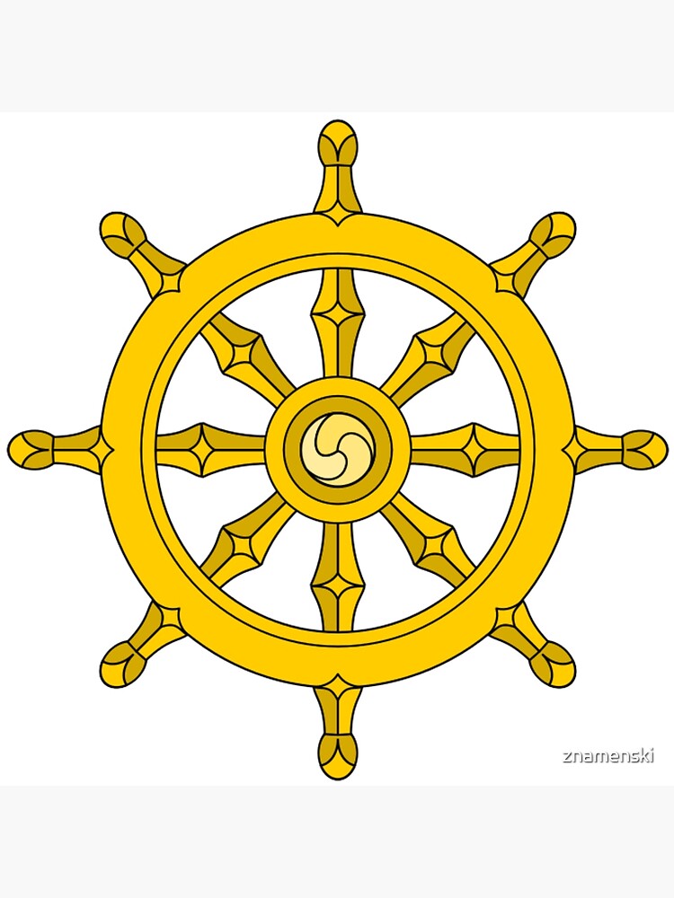 Dharmachakra, Wheel of Dharma. #Dharmachakra #WheelofDharma #Wheel #Dharma #znamenski #helm #illustration #rudder #captain #symbol #design #vector #art #decoration #sign #anchor #antique #colorimage  by znamenski