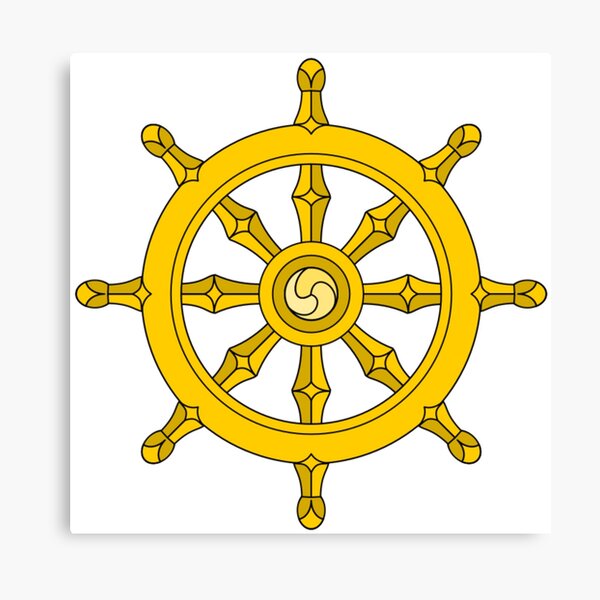 Dharmachakra, Wheel of Dharma. #Dharmachakra #WheelofDharma #Wheel #Dharma #znamenski #helm #illustration #rudder #captain #symbol #design #vector #art #decoration #sign #anchor #antique #colorimage  Canvas Print