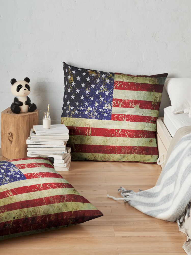 Alternate view of American Flag - Grunge Vintage Aged US Flag Floor Pillow
