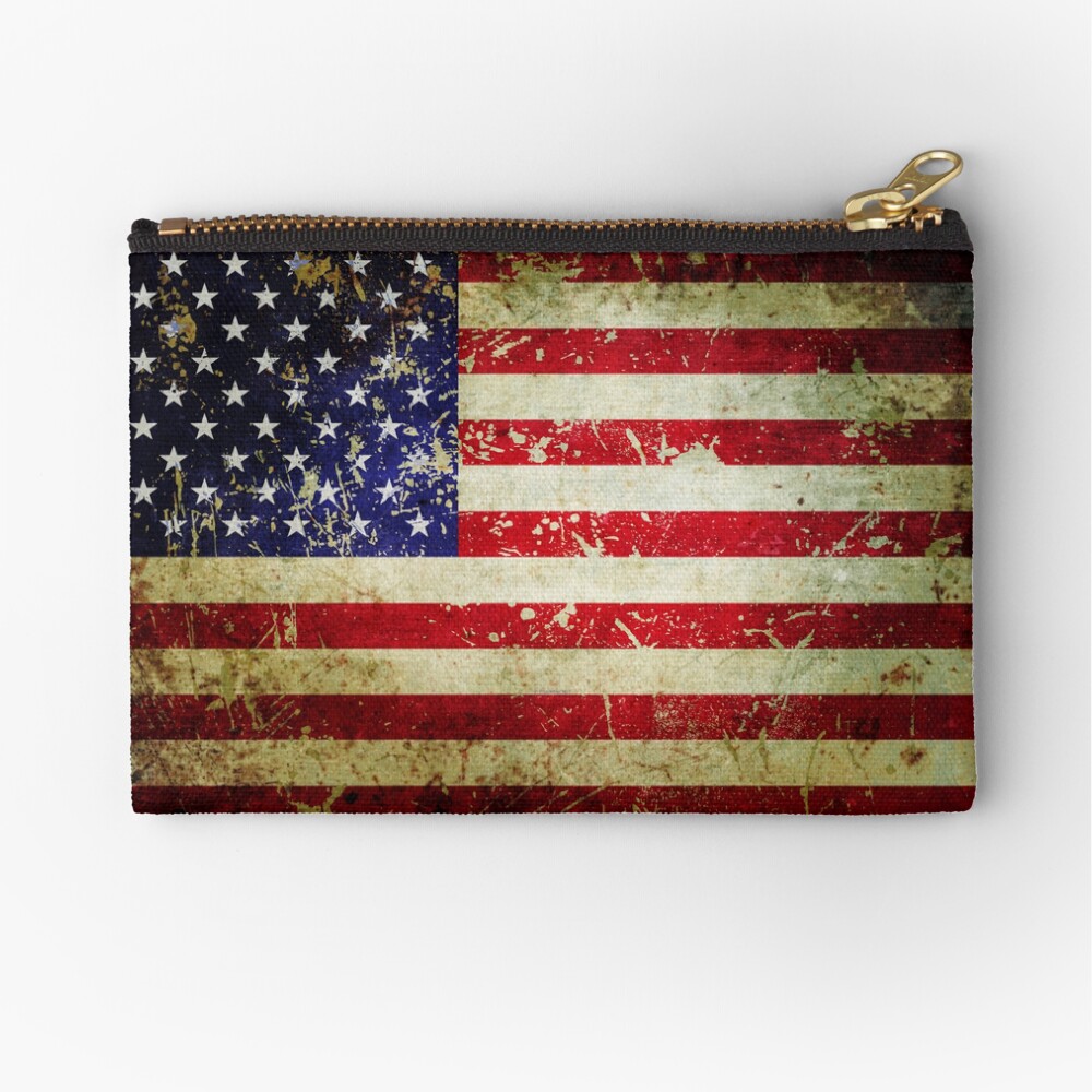 American Flag - Grunge Vintage Aged US Flag Zipper Pouch