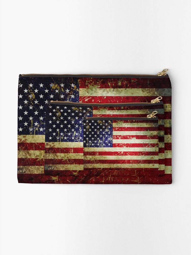 Alternate view of American Flag - Grunge Vintage Aged US Flag Zipper Pouch