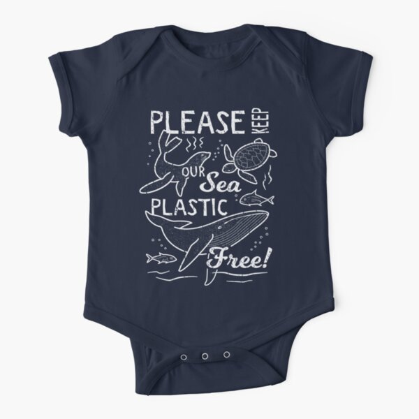 Please Keep Our Sea Plastic Free - Marine Animals Short Sleeve Baby One-Piece