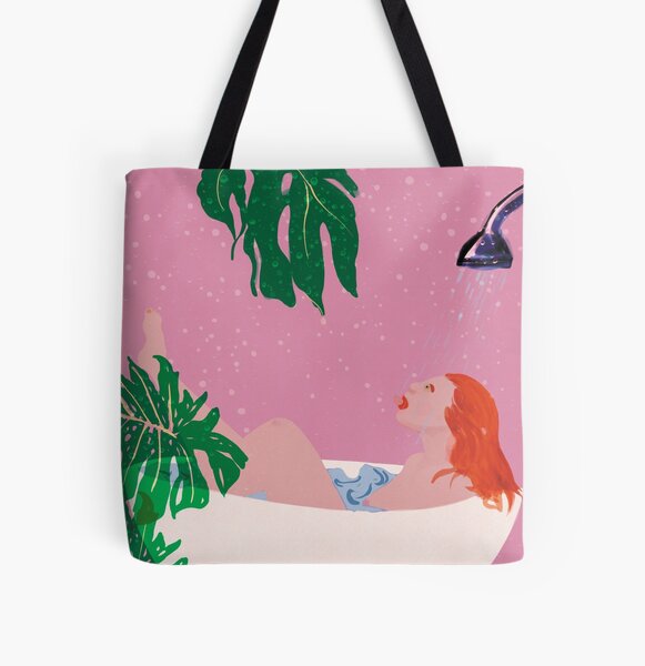 Splash - Nimm dir eine kleine Auszeit im Alltag. Selbstliebe. Carpe Diem. Frau im Wannenbad. Allover-Print Tote Bag