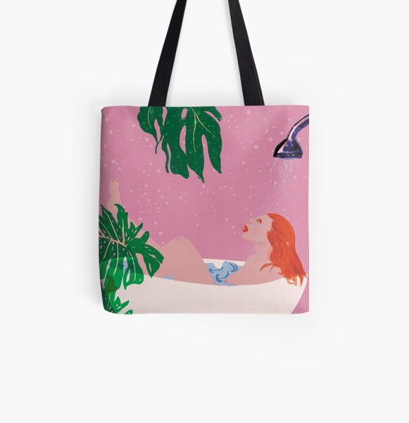 Splash - Nimm dir eine kleine Auszeit im Alltag. Selbstliebe. Carpe Diem. Frau im Wannenbad. Allover-Print Tote Bag