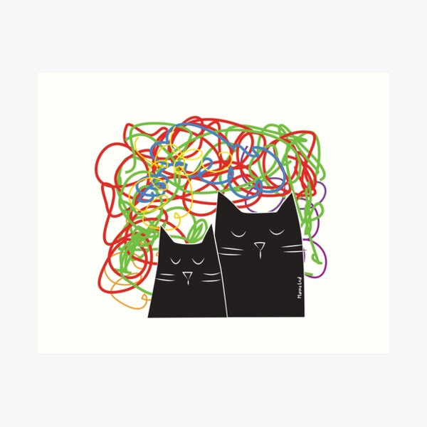 Item preview, Gatos negros con fondo de color designed and sold by Marina Leal.