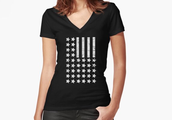 Black and White American Flag Inverted Resist USA T-Shirt