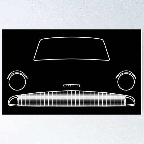 Item preview, Anglia classic car outline graphic (white) designed and sold by soitwouldseem.