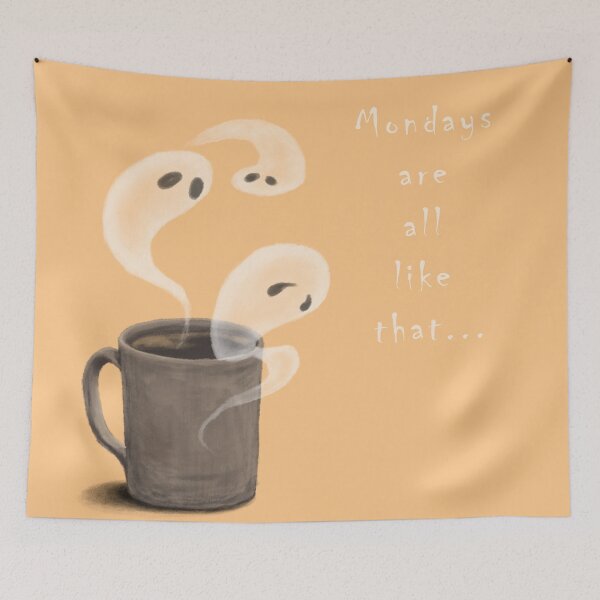 Item preview, Mondays are all like that ghosts on a coffee mug designed and sold by ladyshekk.