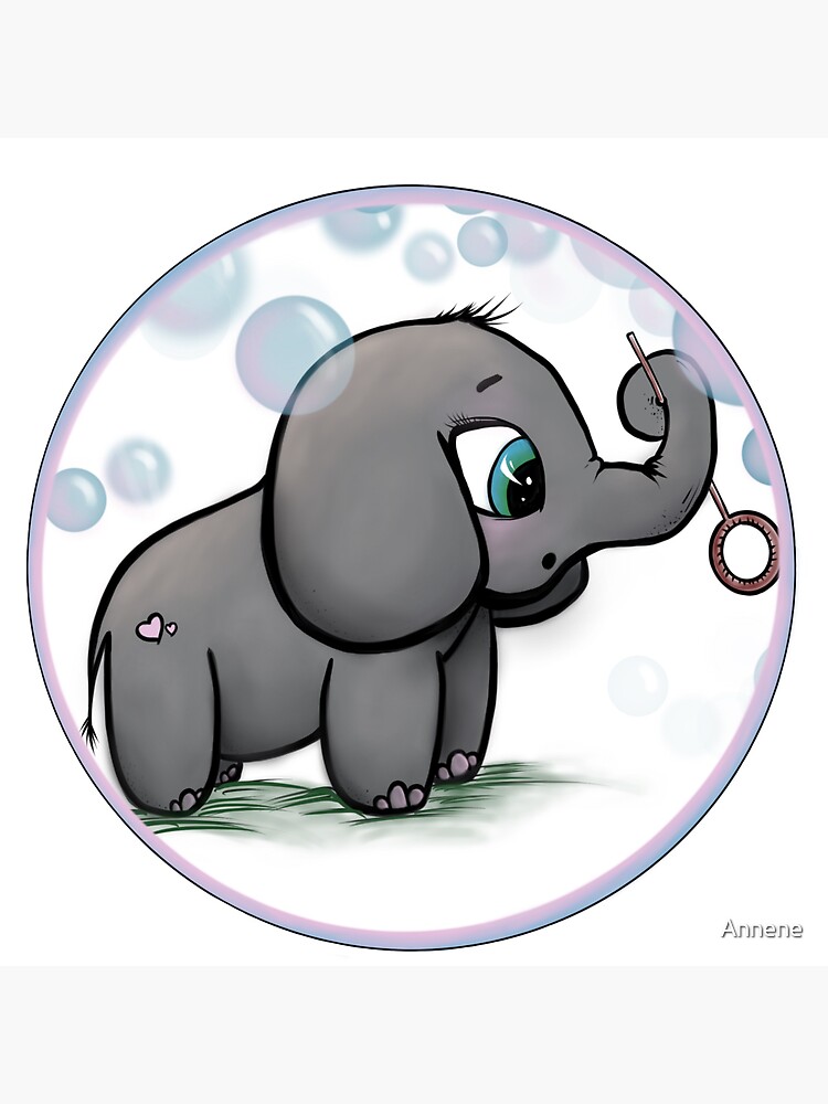 "Cute bubble blowing elephant cartoon" Sticker for Sale by Annene