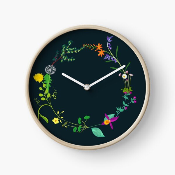 Ring of beautiful plants, flowers Clock