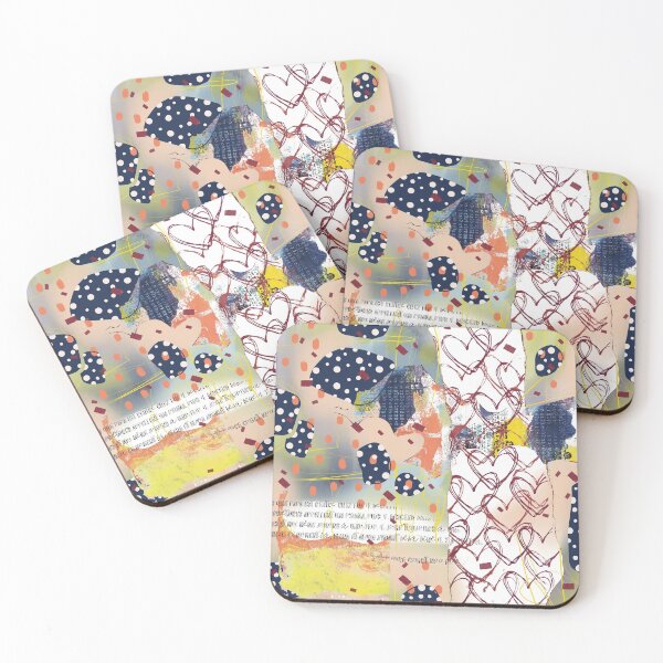 Item preview, Navy blue, yellow, and pink digital heart abstract design designed and sold by Lanie K Art.