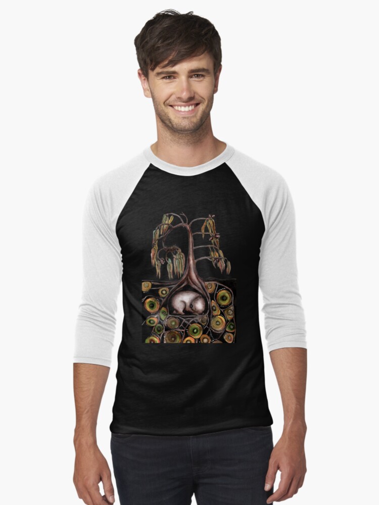 Thumbnail 1 of 3, Baseball ¾ Sleeve T-Shirt, What's in the wombat burrow? designed and sold by dishmoptop.