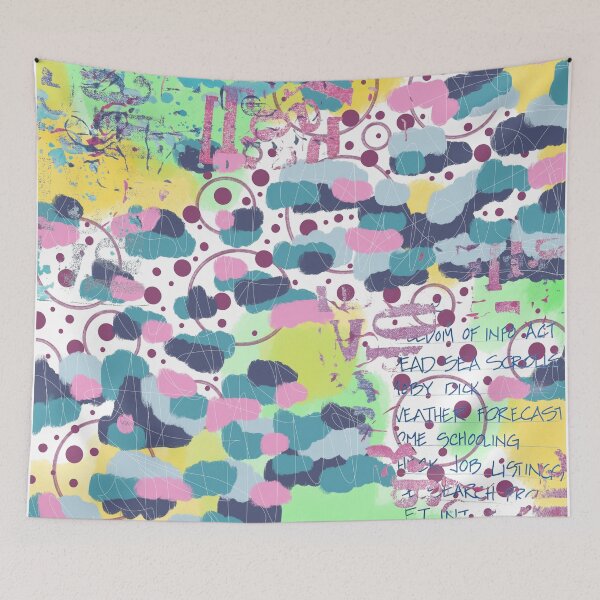 Item preview, Blue, yellow and pink digital abstract collage design designed and sold by Lanie K Art.