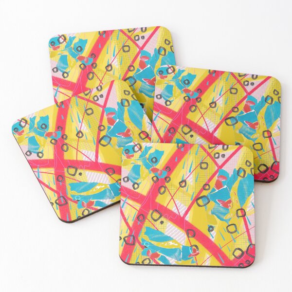 Item preview, Yellow, pink and blue digital abstract collage design designed and sold by Lanie K Art.