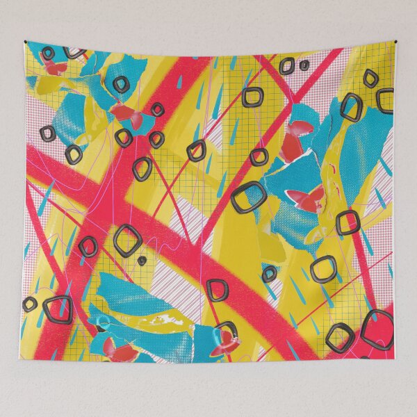 Item preview, Yellow, pink and blue digital abstract collage design designed and sold by Lanie K Art.