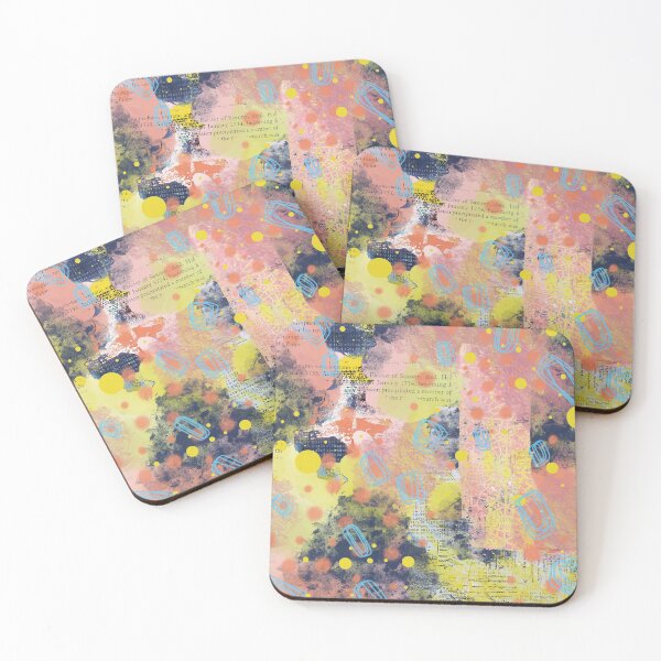 Item preview, Navy blue, yellow, and pink digital abstract collage design designed and sold by Lanie K Art.