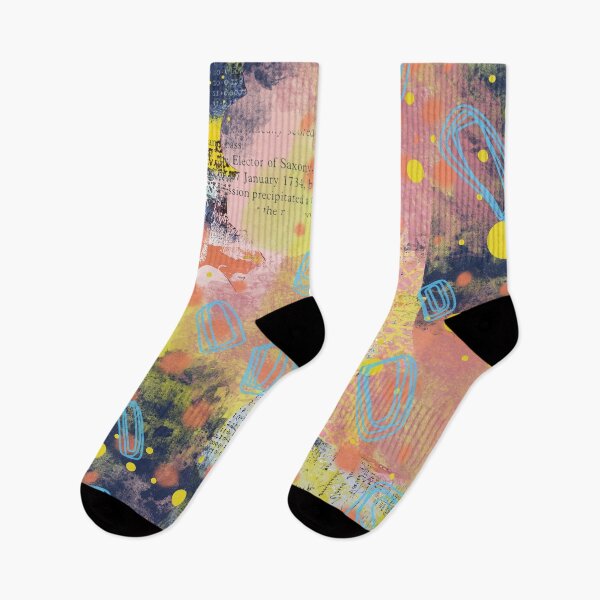 Item preview, Navy blue, yellow, and pink digital abstract collage design designed and sold by Lanie K Art.