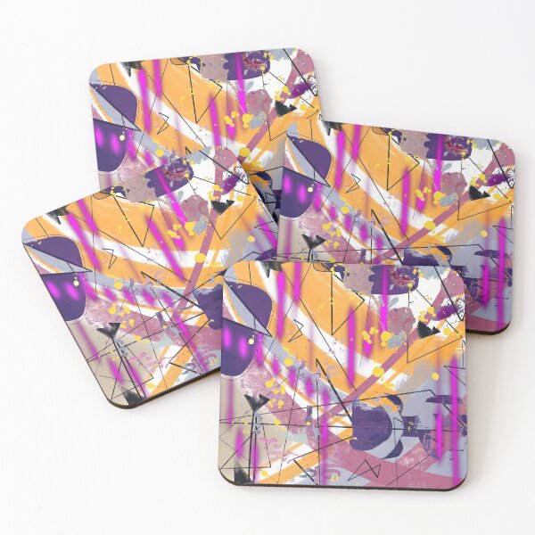 Item preview, Purple, orange and neon magenta digital abstract collage design designed and sold by Lanie K Art.