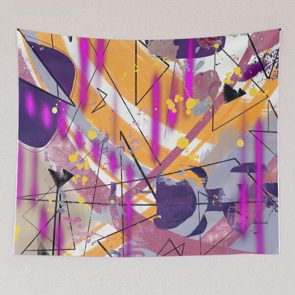 Item preview, Purple, orange and neon magenta digital abstract collage design designed and sold by Lanie K Art.