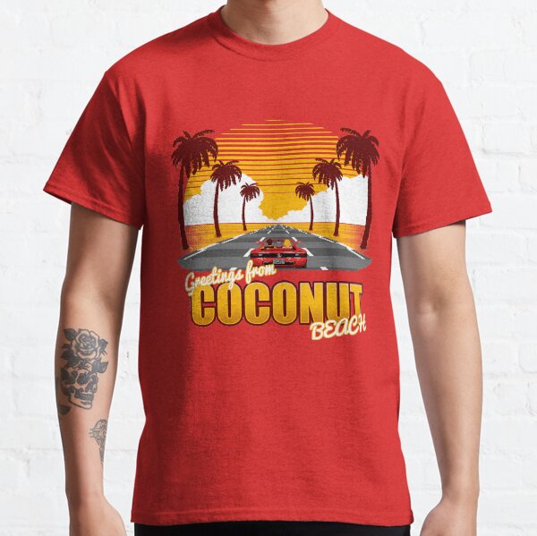 Vista previa del artículo con la obra «Greetings from Coconut Beach», diseñado y vendido por Retro-Freak.