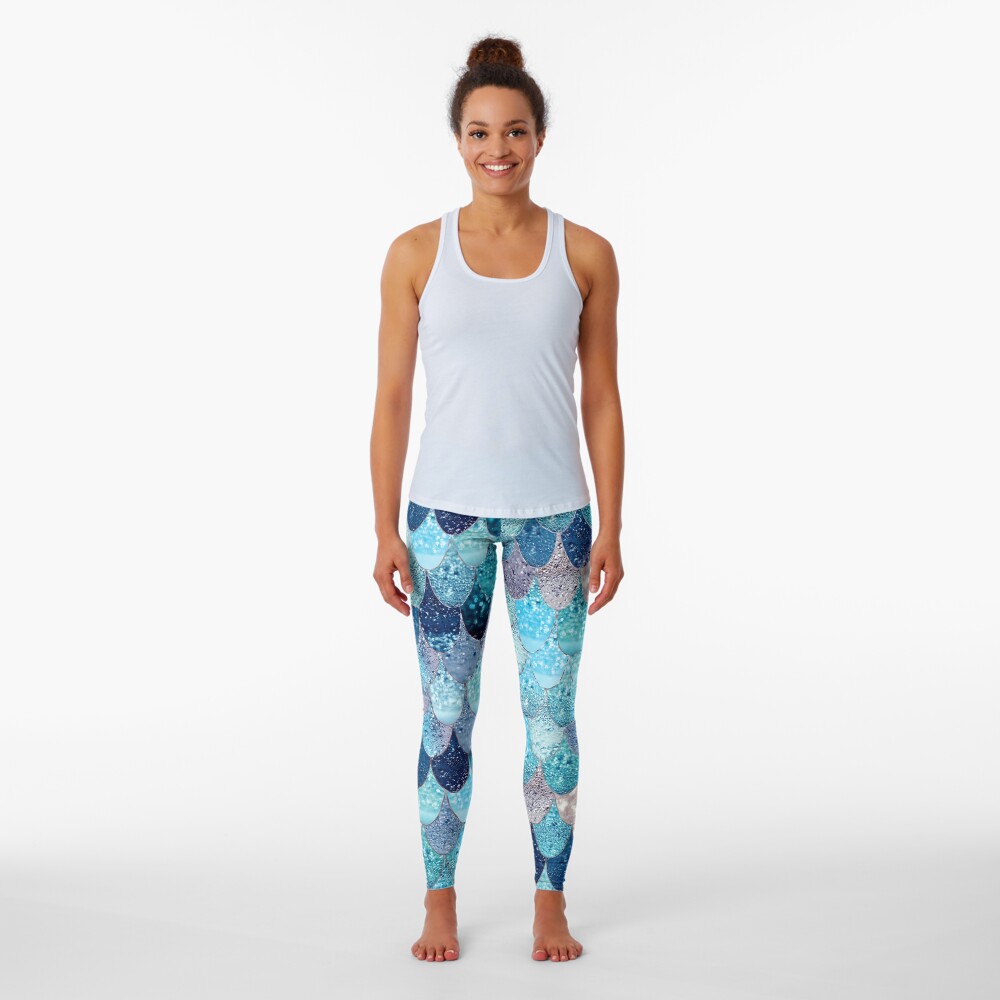 SUMMER MERMAID DARK TEAL by Monika Strigel Leggings