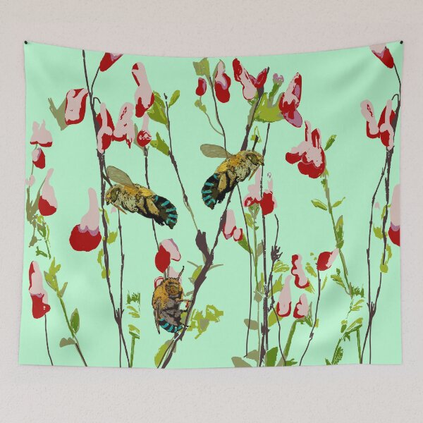 Item preview, Tiled Blue Banded Bee (Amegilla cingulata) on mint designed and sold by ChrissyWild.