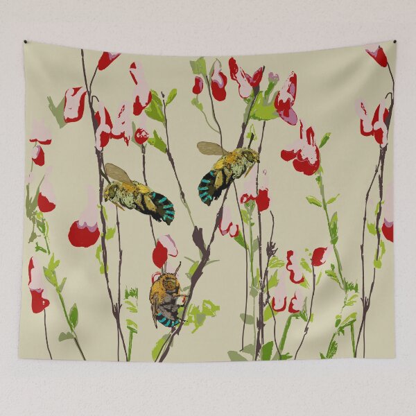 Item preview, Tiled Blue Banded Bee (Amegilla cingulata) on beige designed and sold by ChrissyWild.