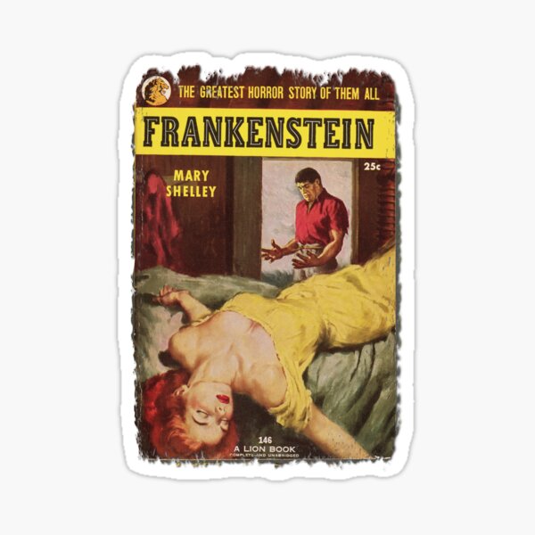 Frankenstein Monster Retro Pulp Fiction Fun For Halloween and Year Round Sticker