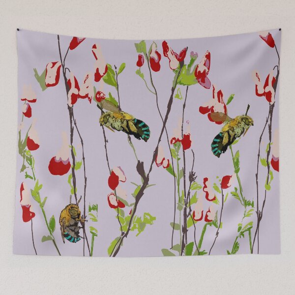 Item preview, Tiled Blue Banded Bee (Amegilla cingulata) on lilac designed and sold by ChrissyWild.