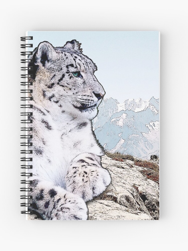 Cuaderno de espiral «Dibujo de leopardo de las nieves» de ganieda |  Redbubble
