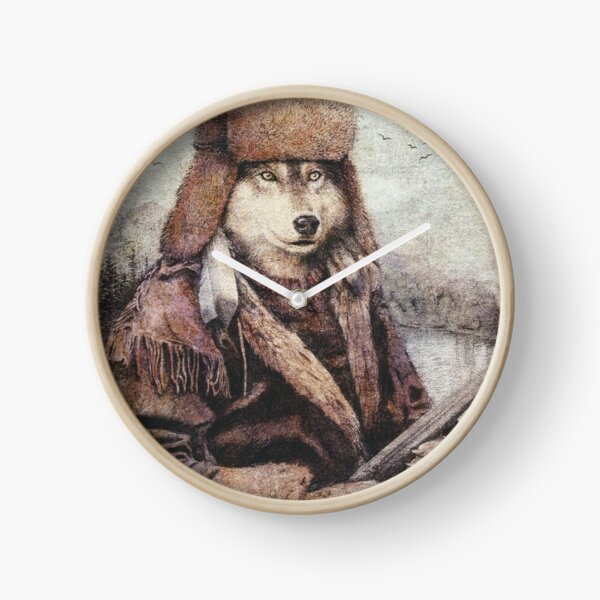 Mountain Wolf Clock