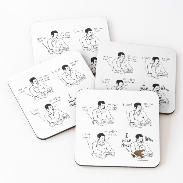 Coffee helps you work Coasters (Set of 4)