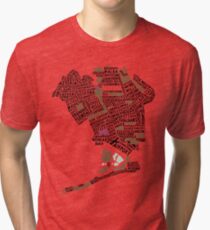 Queens New York Map Typography Tri-blend T-Shirt