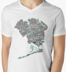 Queens New York Map Typography Men's V-Neck T-Shirt