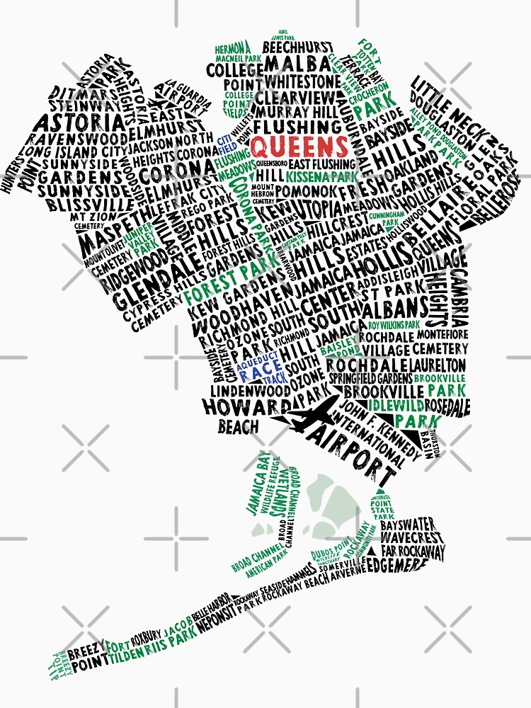 Thumbnail 7 of 7, Essential T-Shirt, Queens New York Map Typography designed and sold by icoNYC.
